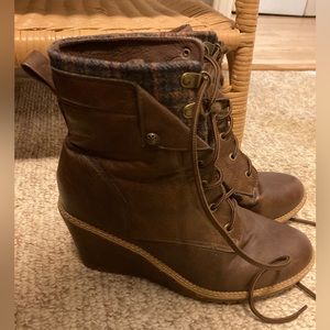 Women's Brown Wedge Booties Size 8.5